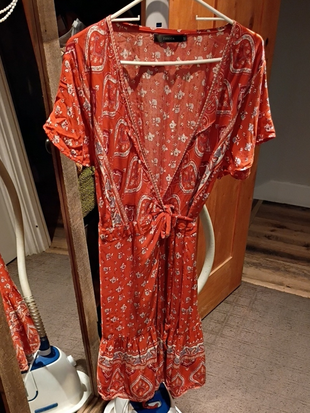 Zesica Floral Rust Button-Front Dress